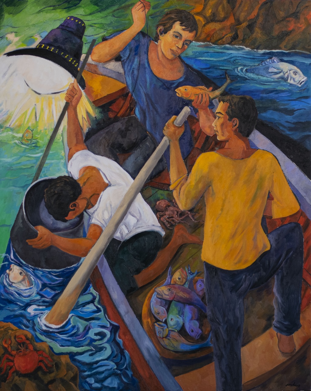 Night fishing, 2020, Oil on Linen, 150 x 120 cm