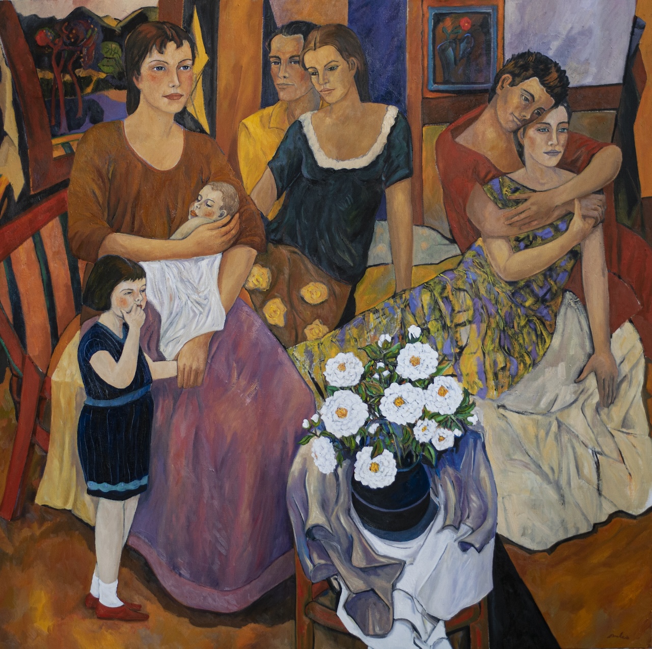 The family, 2020, Oil on Linen, 160 x 160 cm